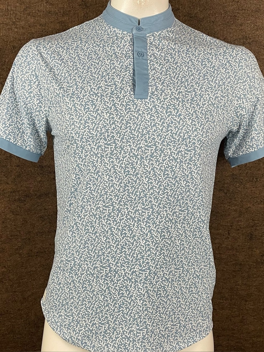 Mantra Catalyst Performance Polo Shirt Men Small Blue Geometric Blade Collar 88